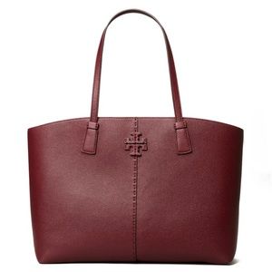 Tory Burch McGraw Leather Tote - Claret